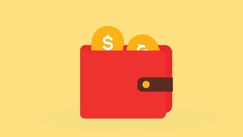 A wallet open with gold coins featuring a dollar sign inside, symbolizing wealth, finance, savings, and investment in a visual representation of money management and prosperity vector