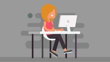a freelancer working on a laptop, symbolizing remote work, creativity, and independence, with a focus on productivity in a casual, home office environment vector