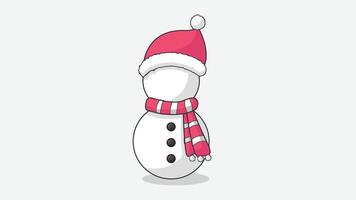 Illustration of a snowman wearing a hat, isolated on a white background, showcasing classic winter character design vector