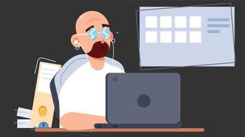 freelancer Programmer working on a laptop, symbolizing remote work, creativity, and independence, with a focus on productivity in a casual home environment vector