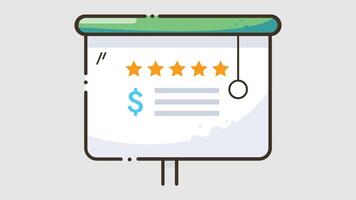 five stars feedback system showing a customer review interface with highlighted stars, representing ratings vector
