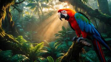 Parrot in Jungle Rainforest photo