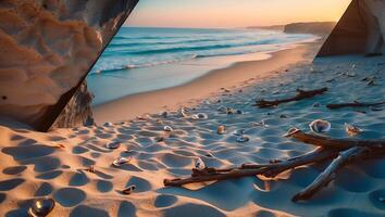 Beach Landscape with Shells and Sand photo