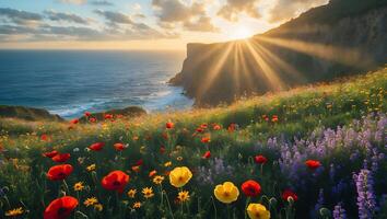 Flower Field at Cliffside Coast photo