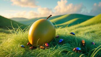 Pear with Beetles in a Field photo