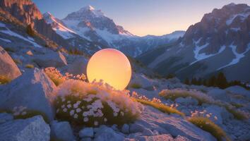 Glowing Sphere in Mountain Landscape photo