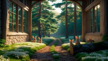 Rabbit in Forest Glade photo