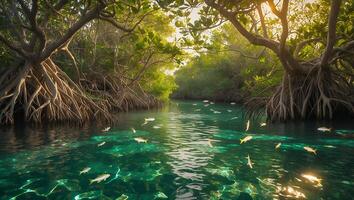 Mangrove Fish Swimming in Water photo