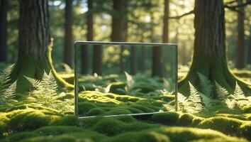 Rectangle Frame in Forest with Moss and Ferns photo