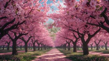Cherry Blossom Tree Avenue in Spring photo