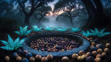 Fig and Fern in Mystical Forest Setting photo