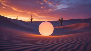 Glowing Sphere in Desert Sunset Landscape photo