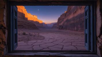 Desert Canyon Seen Through Open Window photo