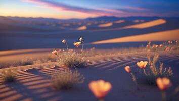 Flower in Desert at Sunset photo