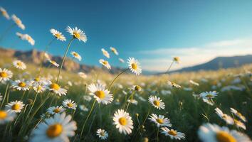 Daisy Field Under Blue Sky photo