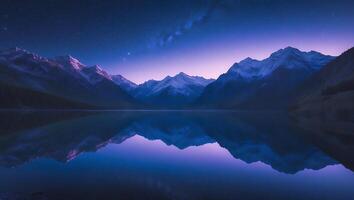 Mountain Range Reflection at Night photo