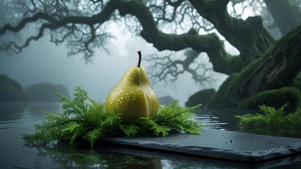 Pear in Foggy Water Setting photo