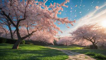 Cherry Blossom Tree in Spring Park photo