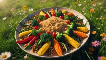 Quinoa Salad with Vegetables in a Field photo