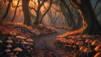 Mushroom Along Forest Path photo
