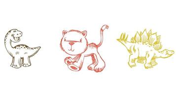Playful outline colored zoo animals design elements, ideal for children's story books, featuring simplified and friendly animal illustrations 04 vector