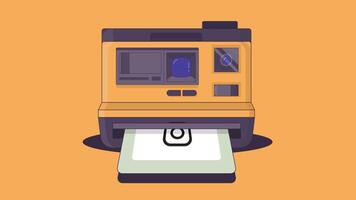 printer device placed on a desk, actively printing a sheet of paper. The scene captures the process of printing in an office or home workspace environment vector