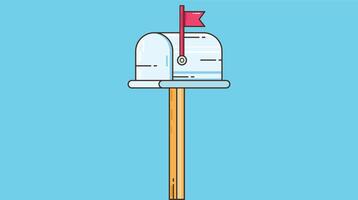 A simple, isolated mailbox design, featuring a classic metal or wooden structure with a flag for outgoing mail, set against a plain background for clarity and focus vector