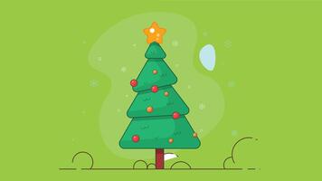 Outline illustration of a Christmas tree with a decorative background, capturing the festive spirit with a minimal and elegant holiday design vector