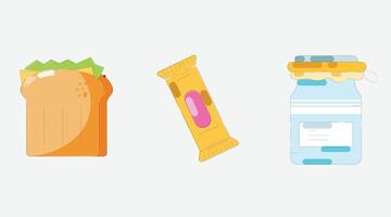 A set of design elements representing nutrition and healthy food vector