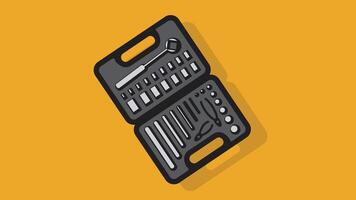 A mechanic's tool box filled with essential hand tools, including wrenches, screwdrivers, pliers vector