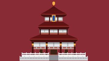 illustration of a Chinese temple isolated against a clean background, showcasing traditional architectural elements vector