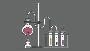 Flat illustration of a chemical bottle filled with liquid, representing a laboratory container used for storing and handling substances vector