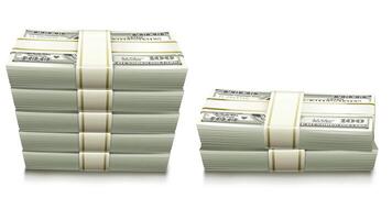 3D design illustration of money packs stacked together, showcasing a neat and organized arrangement of currency bundles 02 vector