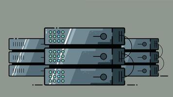 Illustration of computer servers and hard disks arranged together, symbolizing data storage and IT infrastructure vector