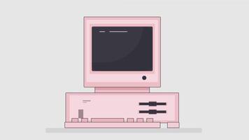 Illustration of old retro computer devices, featuring vintage keyboards, monitors, and floppy disks vector