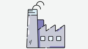 An outline illustration of a factory icon with vibrant colors, showcasing a simplified design of an industrial factory building vector