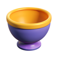 A purple and yellow bowl with a yellow handle png