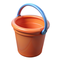 An orange bucket with a blue handle png