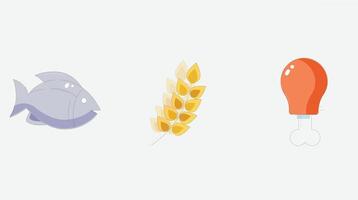 A collection of stylized food icons representing various dishes and ingredients vector