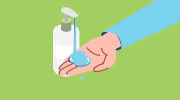 A person washes hands with soap and water, ensuring hygiene and cleanliness by scrubbing thoroughly, an essential practice for health and safety vector