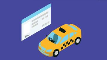 A mobile screen showing a taxi ordering app interface, with options to book a ride, set pick-up location, and choose car types, offering convenience and fast transportation vector