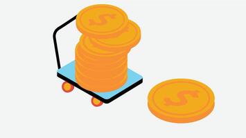 A digital payment concept showing a mobile phone with golden coins, symbolizing modern financial transactions, e-wallets, and cashless economy vector