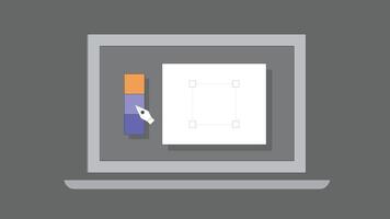 design illustration of an office desk setup with a laptop, ergonomic chair, and a side lamp, creating a clean, modern workspace ideal for productivity, remote work, or study vector