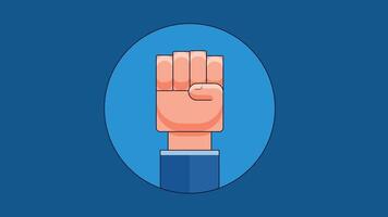 Illustration of a hand making a raised fist, symbolizing strength, unity, empowerment, and protest, depicted in a bold and expressive style vector