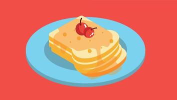 A delicious breakfast scene featuring a plate stacked with fluffy pancakes, topped with syrup and fresh fruits, capturing the warmth and comfort of a morning meal vector