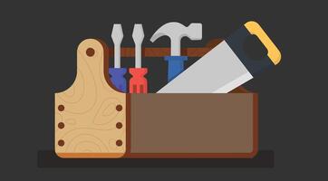 design illustration of a toolbox filled with carpenter tools, isolated on a clean background, showcasing essential hand tools used for woodworking, repairs, and construction tasks vector