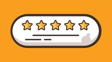 Illustration of a five stars feedback system showing a customer review interface with highlighted stars vector