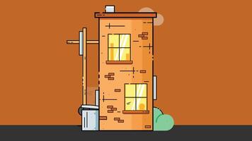 An old cartoon-style building on a street, showcasing vintage architectural details and a playful, whimsical design vector
