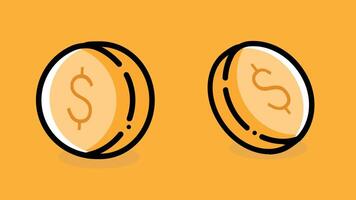 Flat design illustration of money coins with a dollar sign, symbolizing wealth, financial transactions, and economy. The coins are depicted on a solid background vector