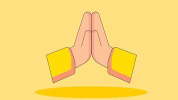 A simple and serene illustration of prayer hands, symbolizing meditation and mindfulness vector